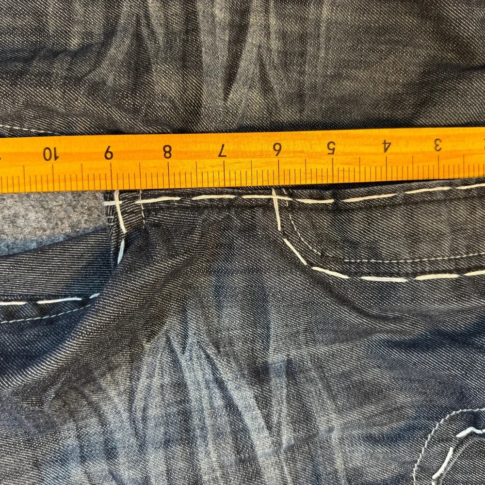 D Coy JNS Men Sz 36x31 Y2K Skater Gray Denim Jean Heavy White Stitching